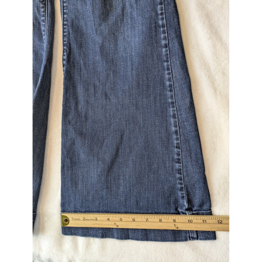 Mossimo Premium Denim Jeans Womens 10 Blue Flare Wide Leg Trouser Mid Rise Y2K - Picture 7 of 10